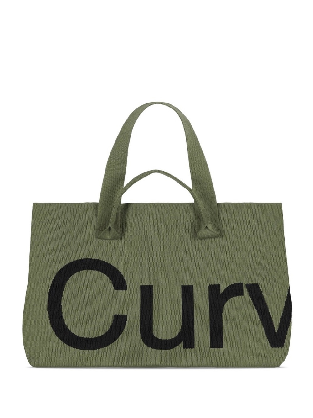 Curve Olive and yellow Canvas Tote with Black Script Logo